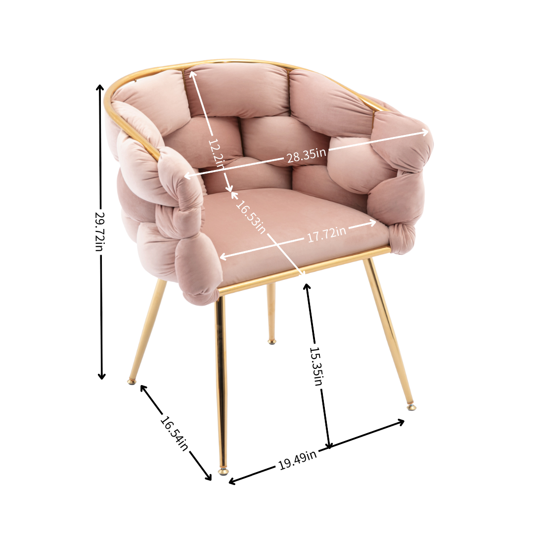 Luxury Modern Simple Leisure Velvet Single Sofa Chair Bedroom Lazy Person Household Dresser Stool Manicure Table Back Chair Pink Pink Velvet