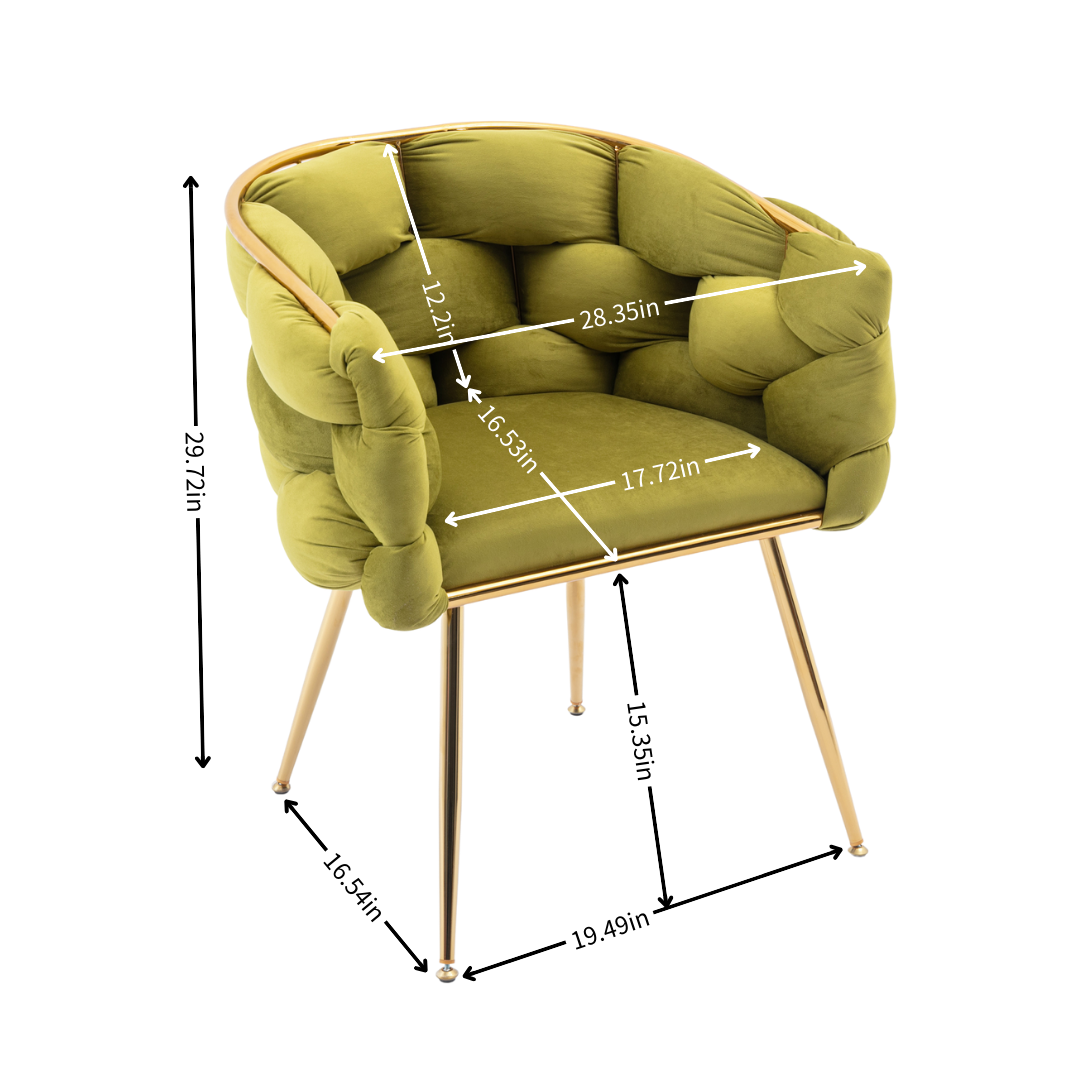 Luxury Modern Simple Leisure Velvet Single Sofa Chair Bedroom Lazy Person Household Dresser Stool Manicure Table Back Chair Olive Green Olive Green Velvet
