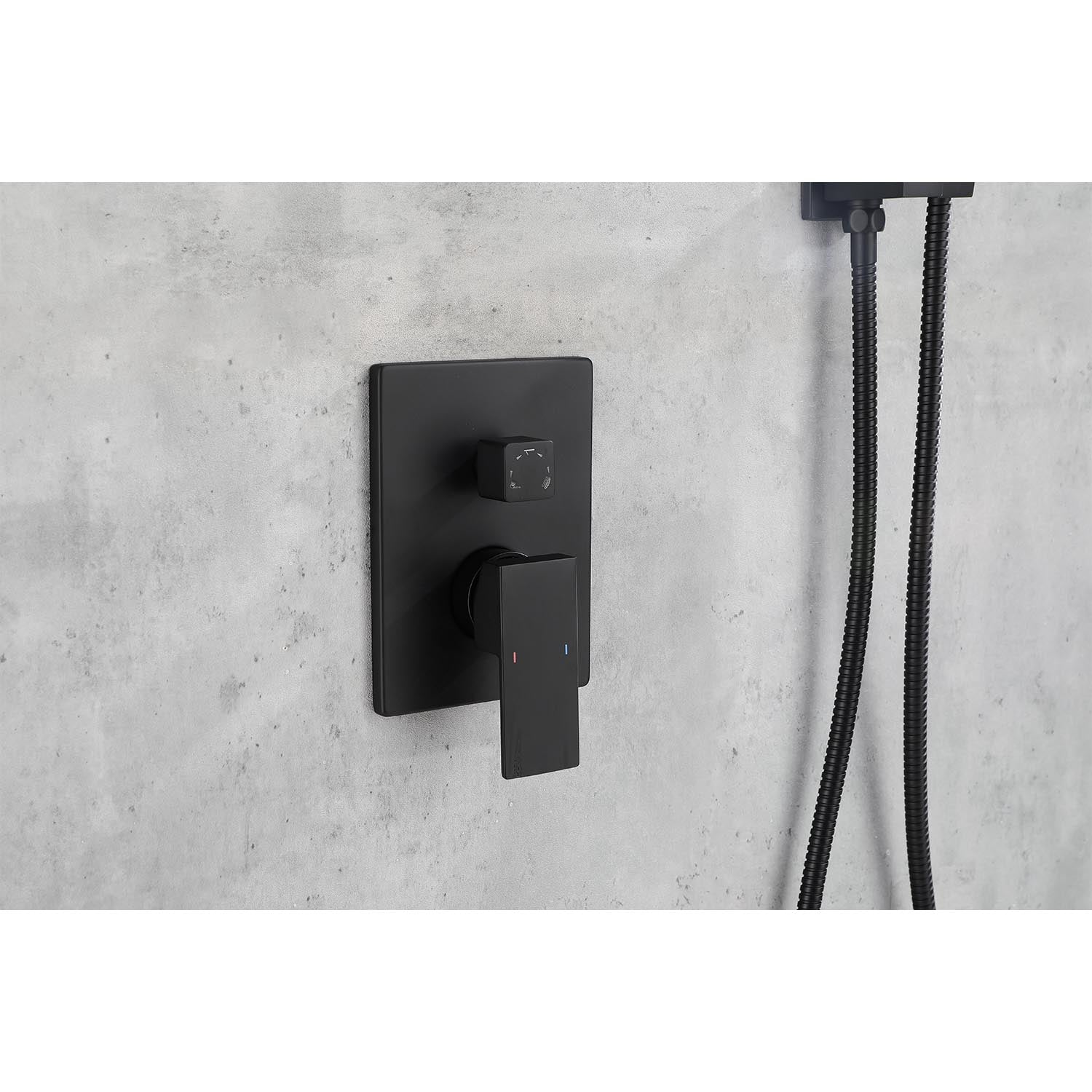 Wall Mounted Waterfall Rain Shower System Matte Black Brass