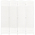 4 Panel Room Divider, Folding Privacy Screen, 5.6' Room Separator, Wave Fiber Freestanding Partition Wall Divider For Rooms, Home, Office, White White Paper