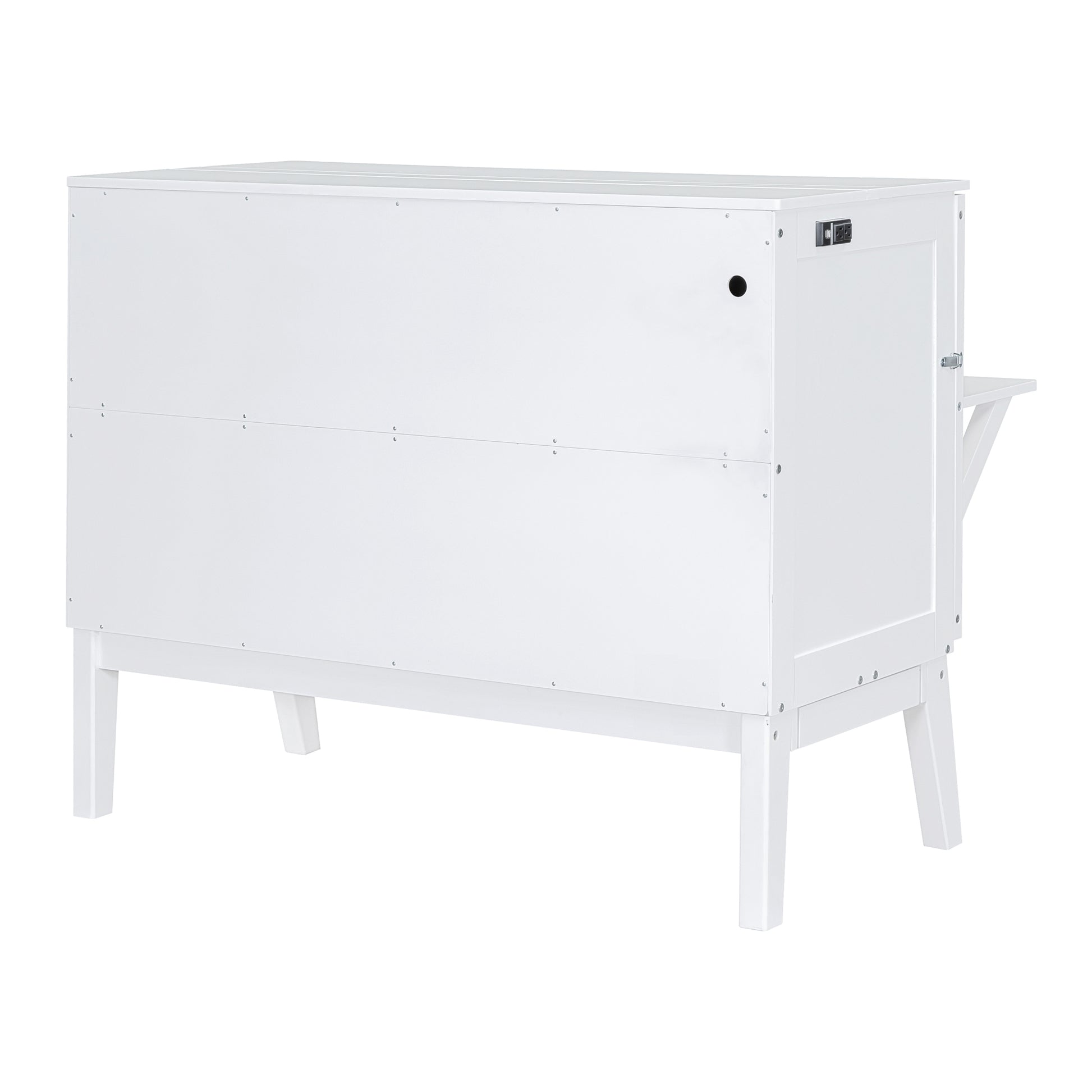 Full Size Murphy Bed With Usb Port And Removable Shelves On Each Side,White White Solid Wood Mdf