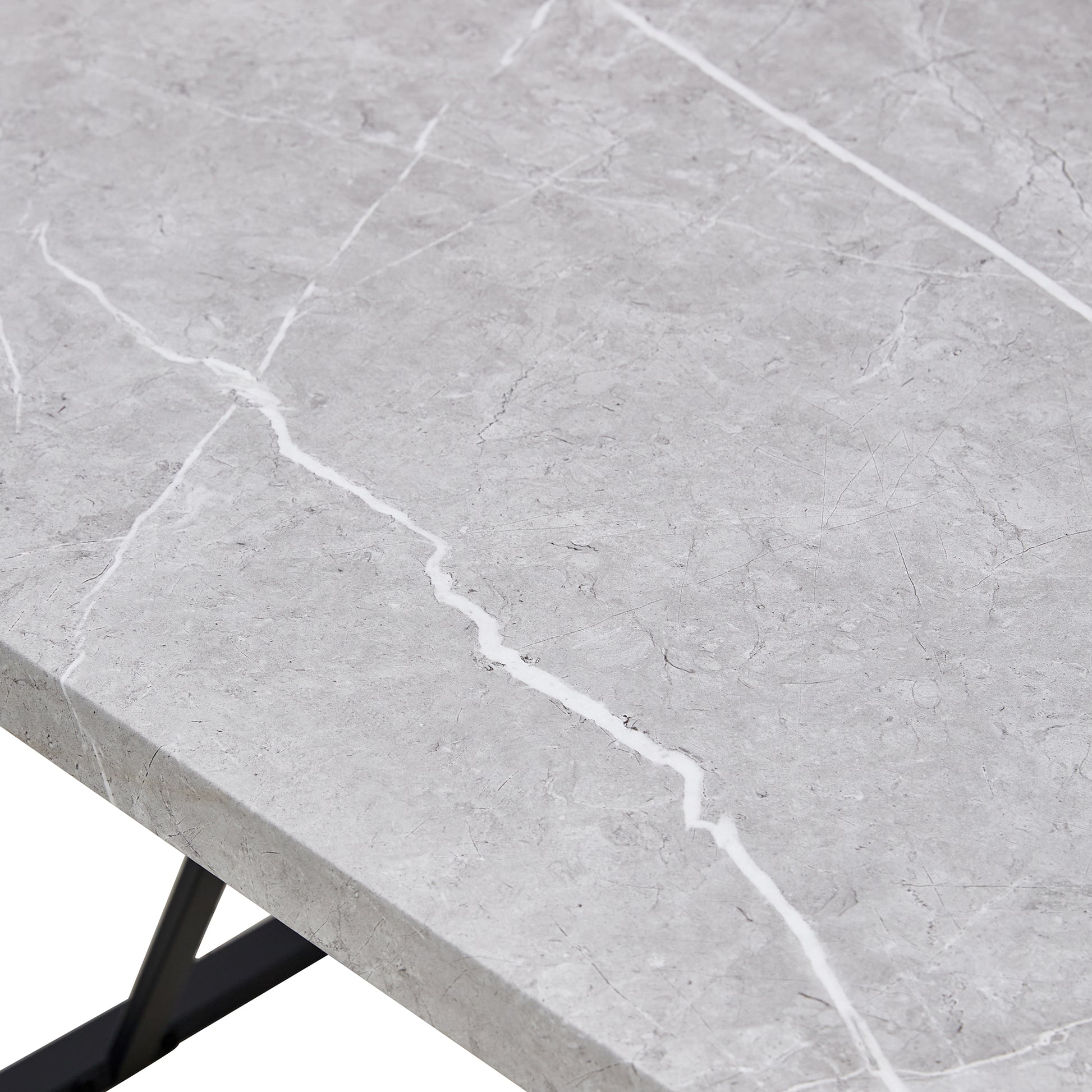 Modern Dining Table, 55 Inch Kitchen Table For 4 People, Rectangular Dinner Table For Dining Room, Home Office, Living Room Furniture, Easy Assembly, Gray Only Table Gray Modern Mdf Metal