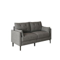 57.5 Inch Cotton Linen Dark Grayseat Metal Feet Plastic Feet Thick Cushion With Two Armrests Dark Grey Polyester Blend