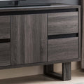 Media Center Cabinet, Tv Stand With 4 Storage Drawers And Center Shelving Distressed Grey & Black Grey 40 49 Inches Particle Board
