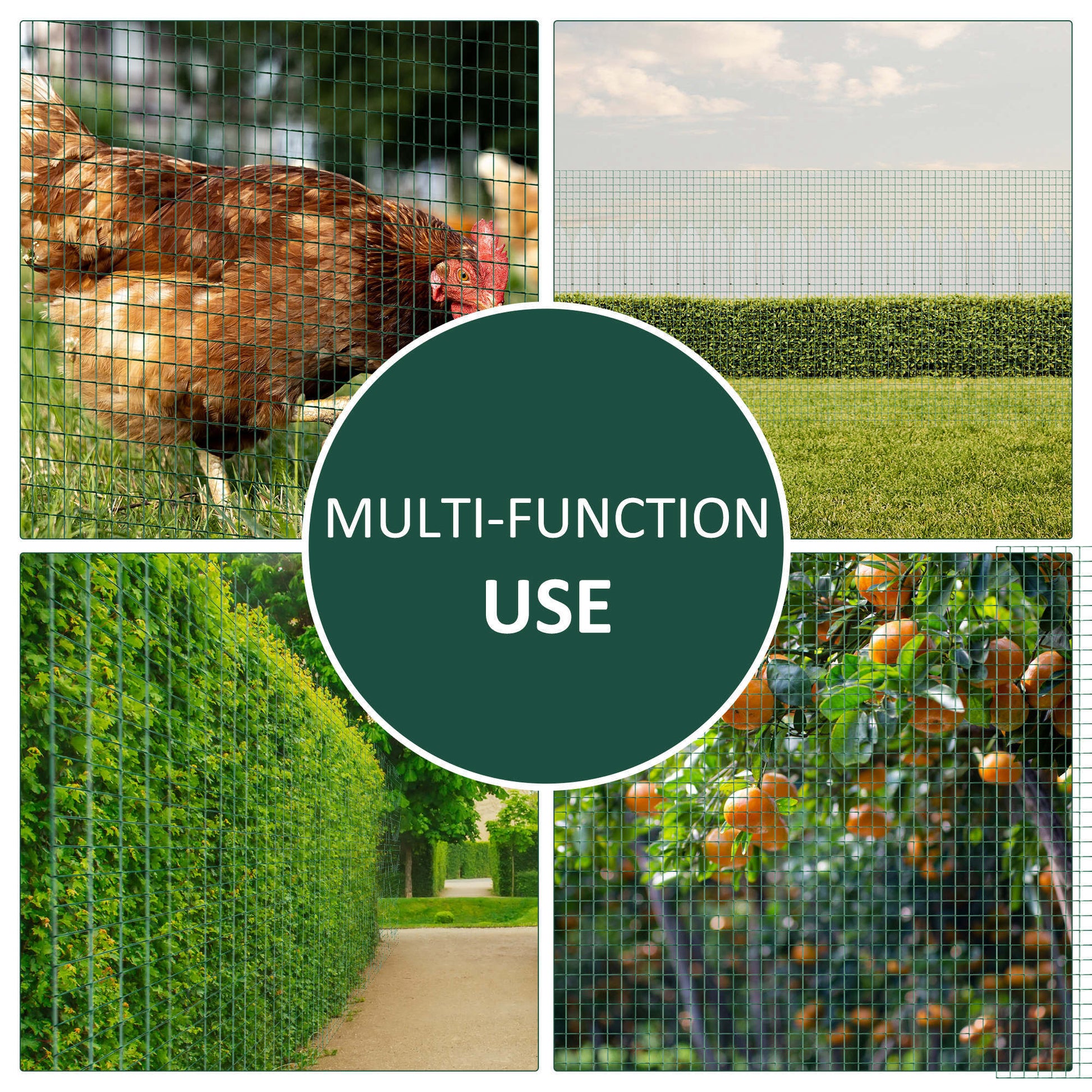 Pawhut 98' L X 35.5" H Hardware Cloth, 1 2 X 1 Inch Wire Mesh Fence Netting Roll For Aviary, Chicken Coop, Rabbit Hutch, Animal, Garden Protection Green Steel