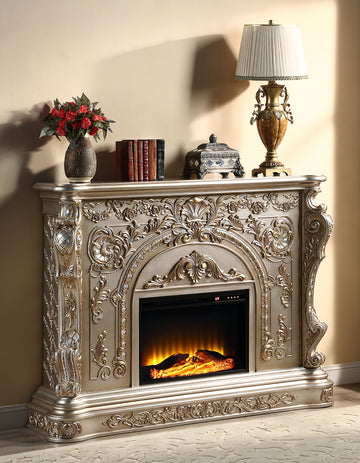 Danae Fireplace Antique Silver & Gold Finish Ac01618 Gold Mdf