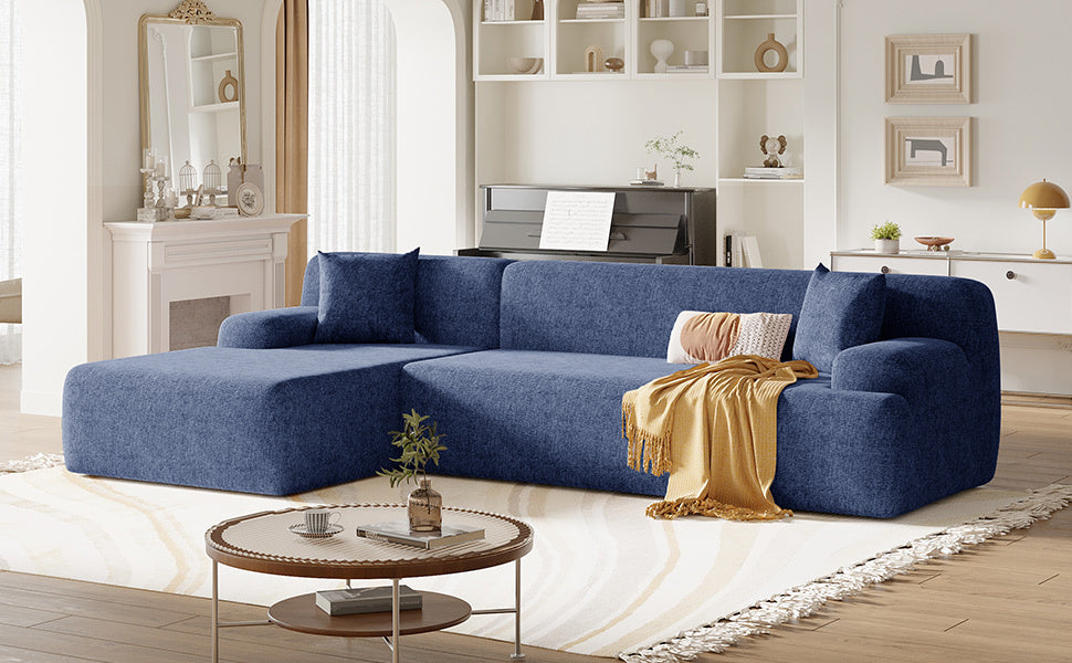 Modern Large L Shape Modular Sectional Sofa For Living Room, Bedroom, Salon, 2 Piece Free Combination, Simplified Style Blue Polyester 3 Seat