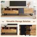 Modern Tv Stand For 80'' Tv With Double Storage Space, Media Console Table, Entertainment Center With Drop Down Door For Living Room, Bedroom, Home Theatre Wood Primary Living Space 70 79 Inches 70 79 Inches 75 Inches Mdf Metal