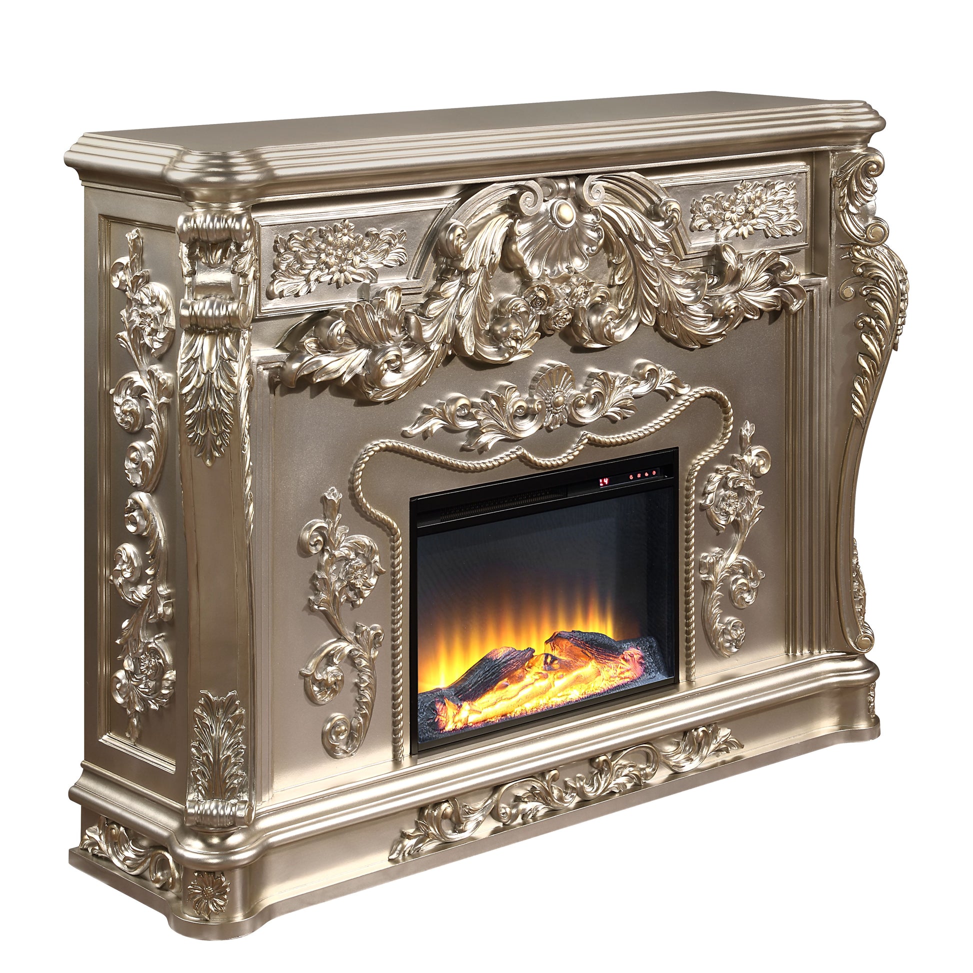 Sorina Fireplace Silver & Gold Finish Ac01619 Gold Mdf
