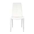 Modern Dining Chairs With Faux Leather Padded Seat Dining Living Room Chairs Upholstered Chair With Chrome Metal Legs Design For Kitchen, Living, Bedroom, Dining Room Side Chairs Set Of 4 White Metal