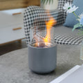 Tabletop Fireplace, Mini Concrete Ethanol Fire Bowl With Lid, Burns Up With Liquid Alcohol And Solid Tablet Alcohol, Light Grey Light Grey Stainless Steel