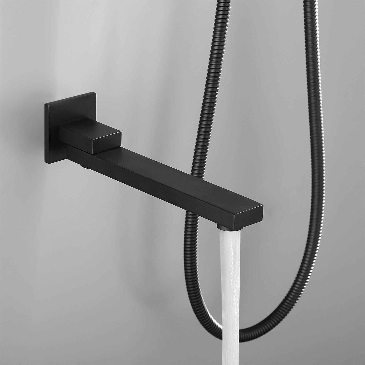 16" Rain Shower Head Systems Wall Mounted Shower One Matte Black Wall Mounted Bathroom Brass