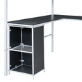 Metal Loft Bed With Bookcase, Desk And Cabinet, Full, White Black White Metal