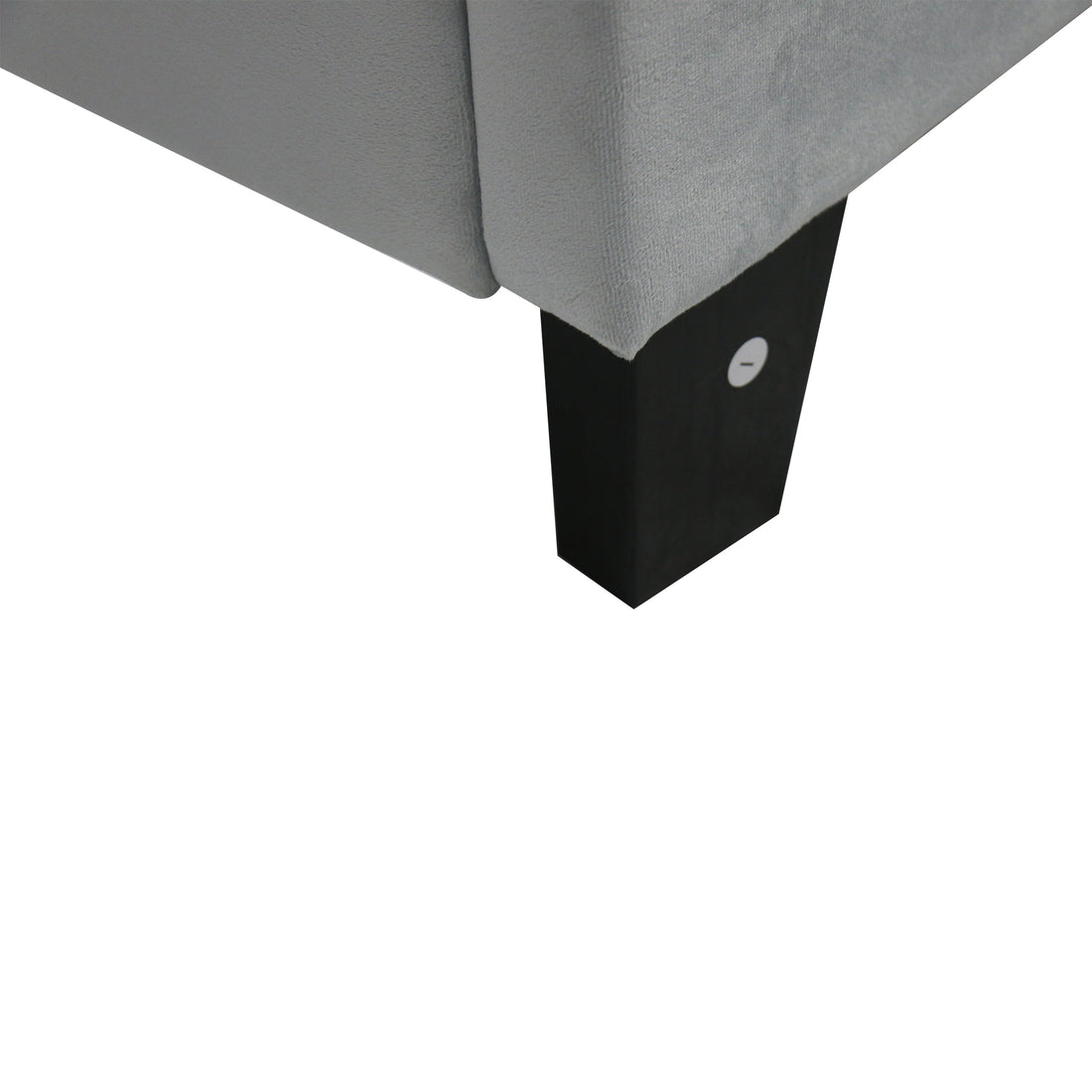 Queen Size Upholstered Platform Bed Frame With Pull Point Tufted Headboard, Strong Wood Slat Support, Mattress Foundation, No Box Spring Needed, Easy Assembly, Gray Gray Velvet