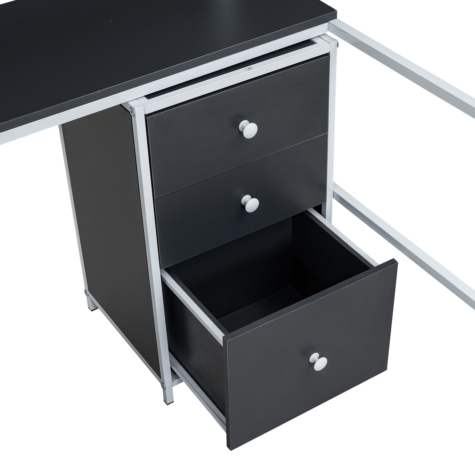 Metal Loft Bed With Bookcase, Desk And Cabinet, Full, White Black White Metal