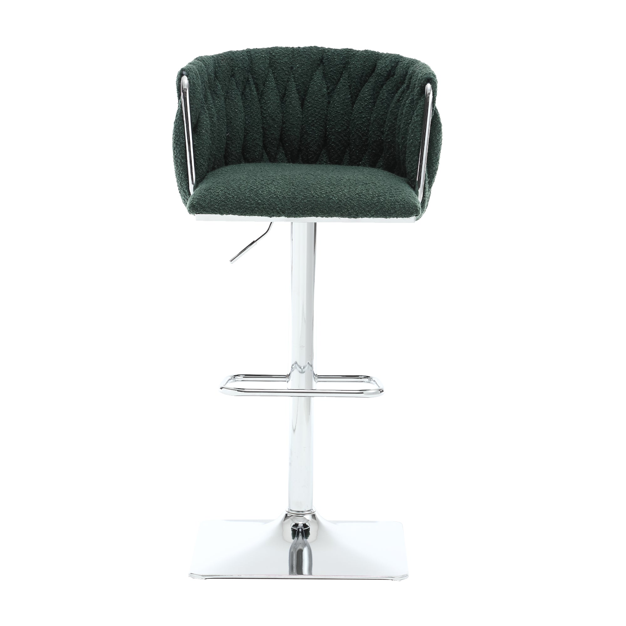 Coolmore Vintage Bar Stools With Back And Footrest Counter Height Dining Chairs 2Pc Set Emerald Boucle