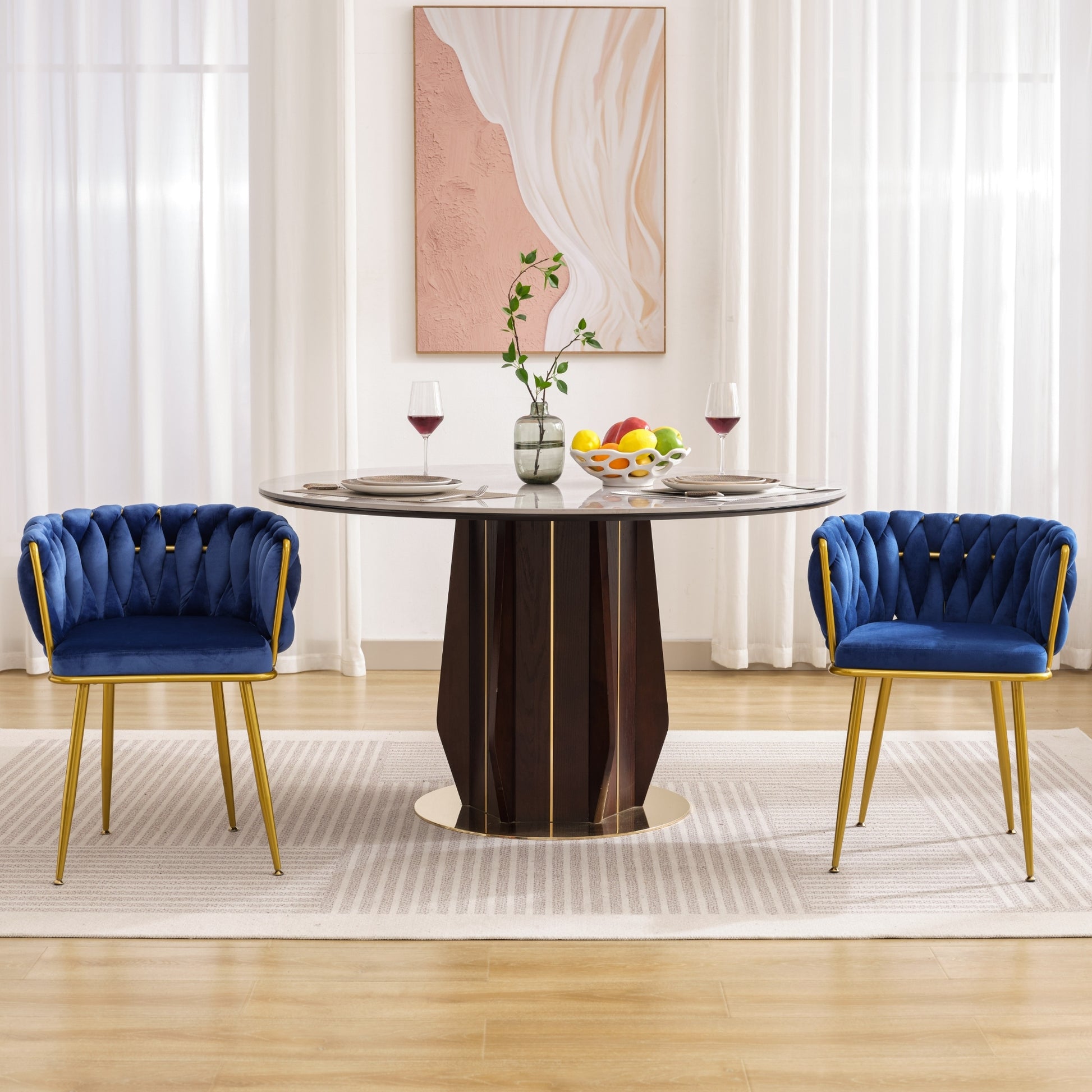 Living Room Chairs,Velvet Makeup Vanity Chair With Back Arm Modern Bedroom Accent Chair Elegant Comfy Single Upholstered Chair With Gold Metal Legs Blue,2 Set Blue Foam Velvet