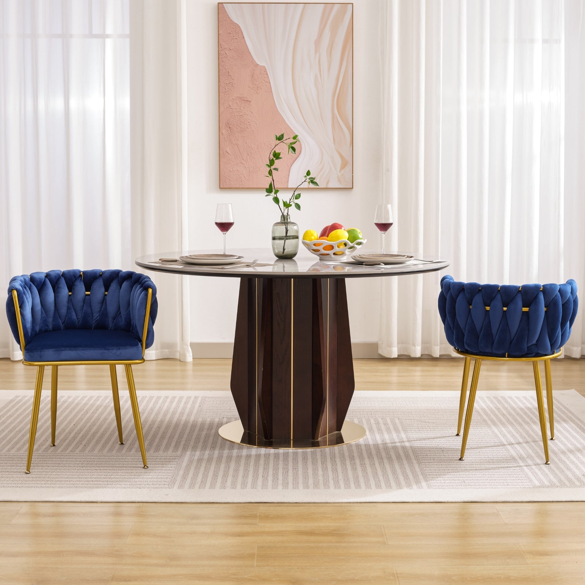 Living Room Chairs,Velvet Makeup Vanity Chair With Back Arm Modern Bedroom Accent Chair Elegant Comfy Single Upholstered Chair With Gold Metal Legs Blue,2 Set Blue Foam Velvet