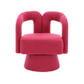 Coolmore 360 Degree Swivel Cuddle Barrel Accent Chairs, Round Armchairs With Wide Upholstered, Fluffy Fabric Chair For Living Room, Bedroom, Office, Waiting Rooms Rose Red Boucle Rose Red Foam Boucle