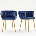 Living Room Chairs,Velvet Makeup Vanity Chair With Back Arm Modern Bedroom Accent Chair Elegant Comfy Single Upholstered Chair With Gold Metal Legs Blue,2 Set Blue Foam Velvet