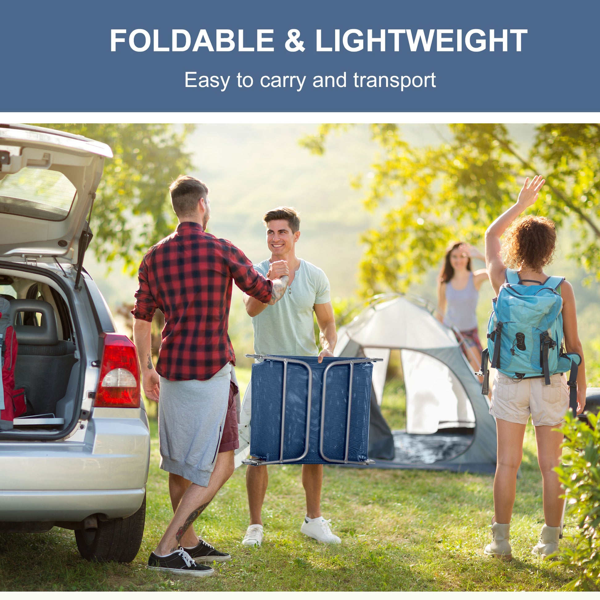 Folding Chaise Lounge Pool Chair, Patio Sun Tanning Chair, Outdoor Lounge Chair With 6 Position Reclining Back,Mesh Seat, And Headrest For Beach, Yard, Patio, Blue Blue Steel