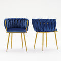 Living Room Chairs,Velvet Makeup Vanity Chair With Back Arm Modern Bedroom Accent Chair Elegant Comfy Single Upholstered Chair With Gold Metal Legs Blue,2 Set Blue Foam Velvet