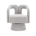 Coolmore 360 Degree Swivel Cuddle Barrel Accent Chairs, Round Armchairs With Wide Upholstered, Fluffy Fabric Chair For Living Room, Bedroom, Office, Waiting Rooms Light Gray Boucle Light Gray Foam Boucle