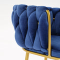 Living Room Chairs,Velvet Makeup Vanity Chair With Back Arm Modern Bedroom Accent Chair Elegant Comfy Single Upholstered Chair With Gold Metal Legs Blue,2 Set Blue Foam Velvet