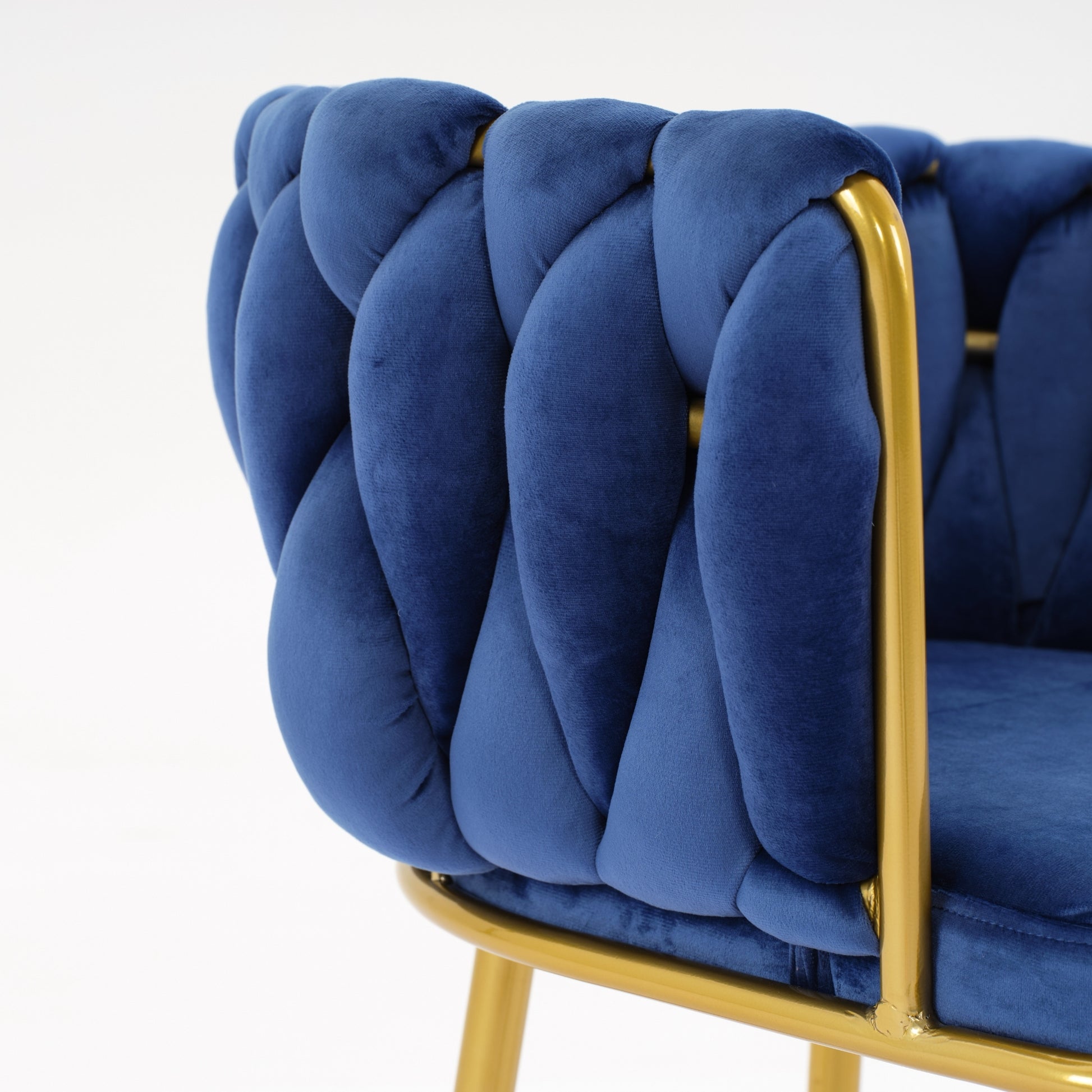 Living Room Chairs,Velvet Makeup Vanity Chair With Back Arm Modern Bedroom Accent Chair Elegant Comfy Single Upholstered Chair With Gold Metal Legs Blue,2 Set Blue Foam Velvet
