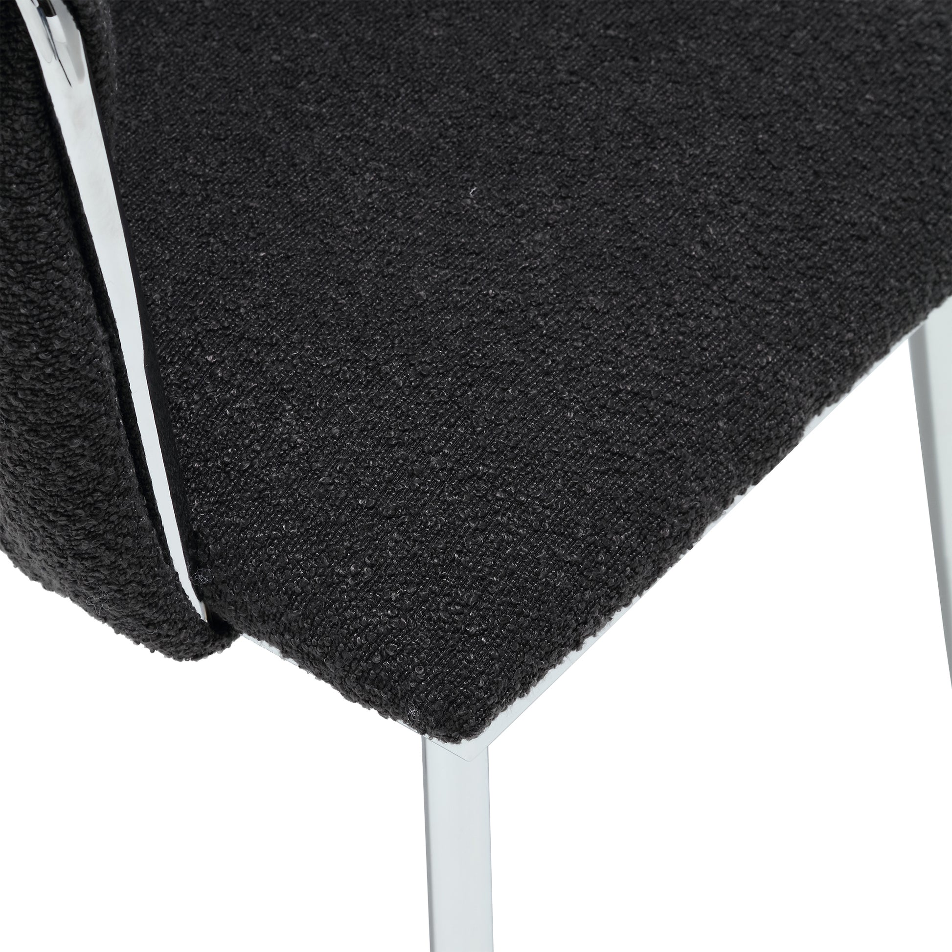 Coolmore Leisure Dining Chairs Accent Chair Velvet Accent Lounge Chair With Metal Feet 2Pc Set Black Boucle