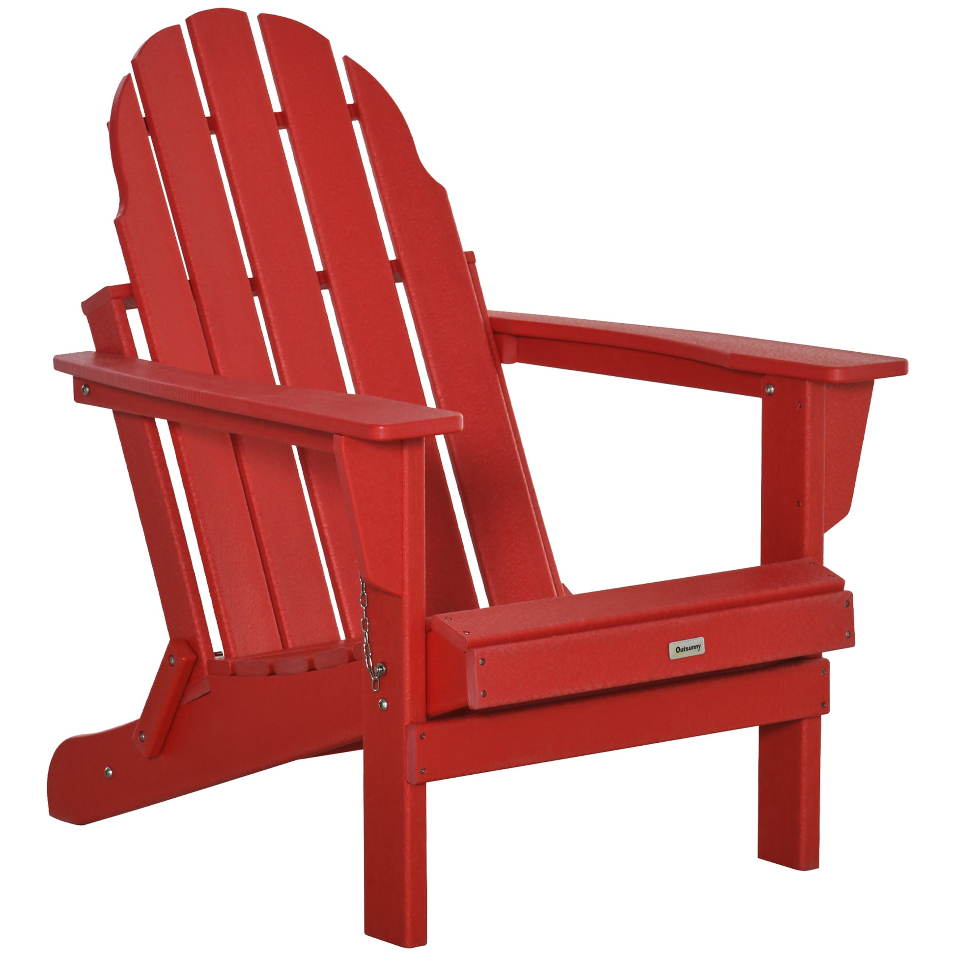 Folding Adirondack Chair, Faux Wood Patio & Fire Pit Chair, Weather Resistant Hdpe For Deck, Outside Garden, Porch, Backyard, Red Red Polyethylene