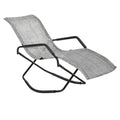 Rocking Sun Lounger, Chaise Lounge Rocker For Sunbathing, Sun Tanning, Foldable, Portable Outdoor Patio Chair, Gray Gray Steel