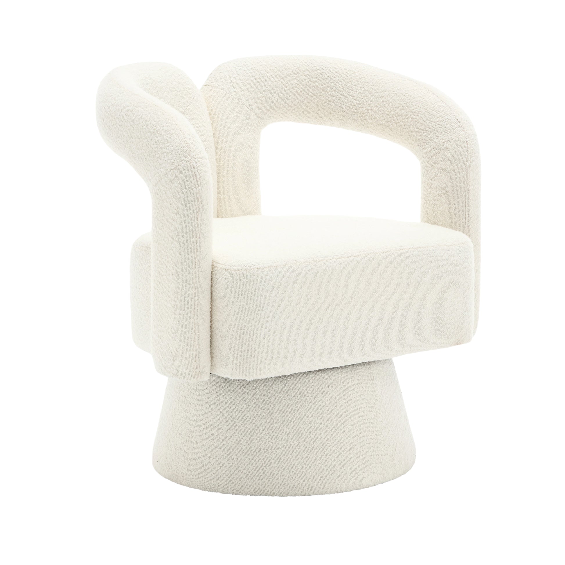 Coolmore 360 Degree Swivel Cuddle Barrel Accent Chairs, Round Armchairs With Wide Upholstered, Fluffy Fabric Chair For Living Room, Bedroom, Office, Waiting Rooms Beige Boucle Beige Foam Boucle