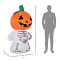 6Ft Halloween Inflatables Outdoor Decorations, Smiling Skeleton Ghost With Pumpkin Head, Blow Up Led Yard Decor For Garden, Lawn, Party, Holiday, Waterproof Orange Polyester