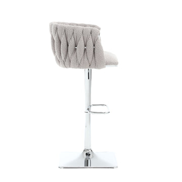 Coolmore Vintage Bar Stools With Back And Footrest Counter Height Dining Chairs 2Pc Set Gray Boucle