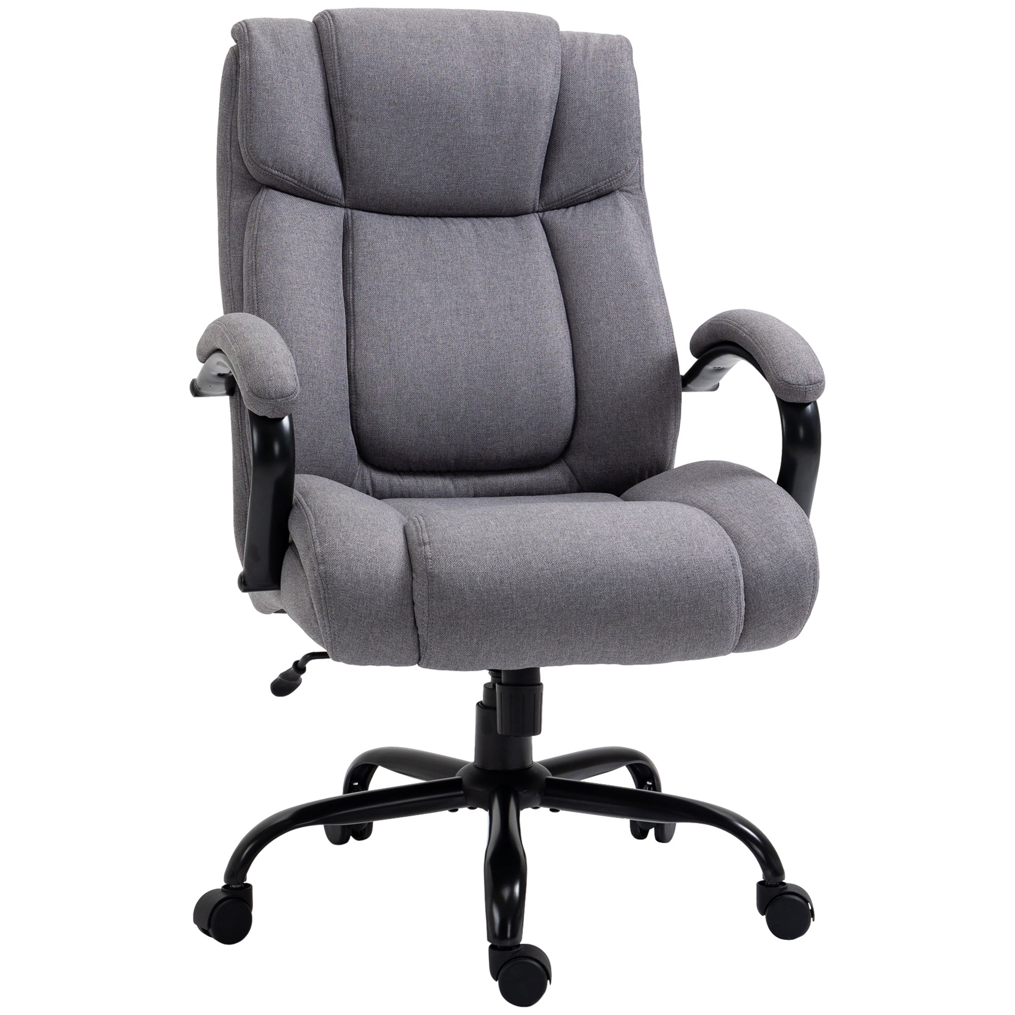 High Back Big And Tall Executive Office Chair 484Lbs With Wide Seat, Computer Desk Chair With Linen Fabric, Adjustable Height, Swivel Wheels, Light Grey Light Grey Polyester