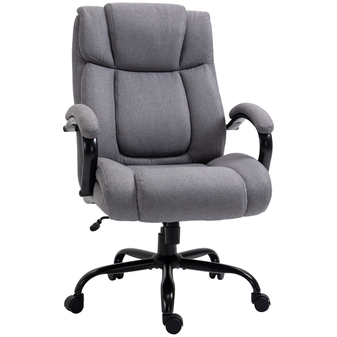 High Back Big And Tall Executive Office Chair 484Lbs With Wide Seat, Computer Desk Chair With Linen Fabric, Adjustable Height, Swivel Wheels, Light Grey Light Grey Polyester