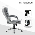 High Back Home Office Chair Executive Computer Chair With Adjustable Height, Upholstered Thick Padding Headrest And Armrest Grey Light Grey Foam