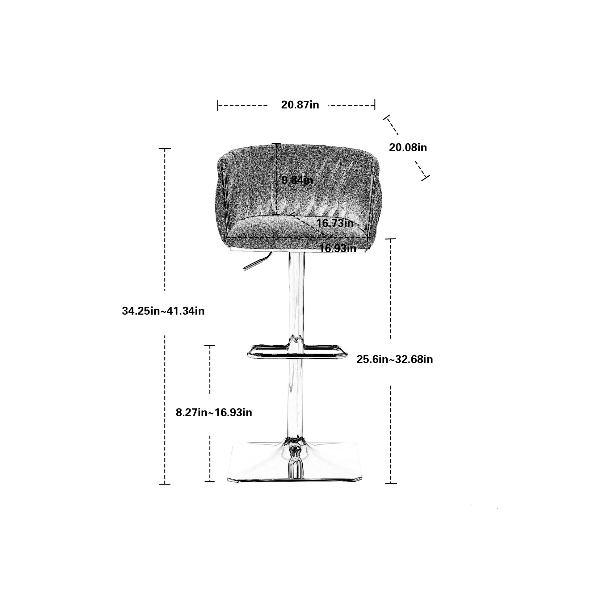 Coolmore Vintage Bar Stools With Back And Footrest Counter Height Dining Chairs 2Pc Set Gray Boucle