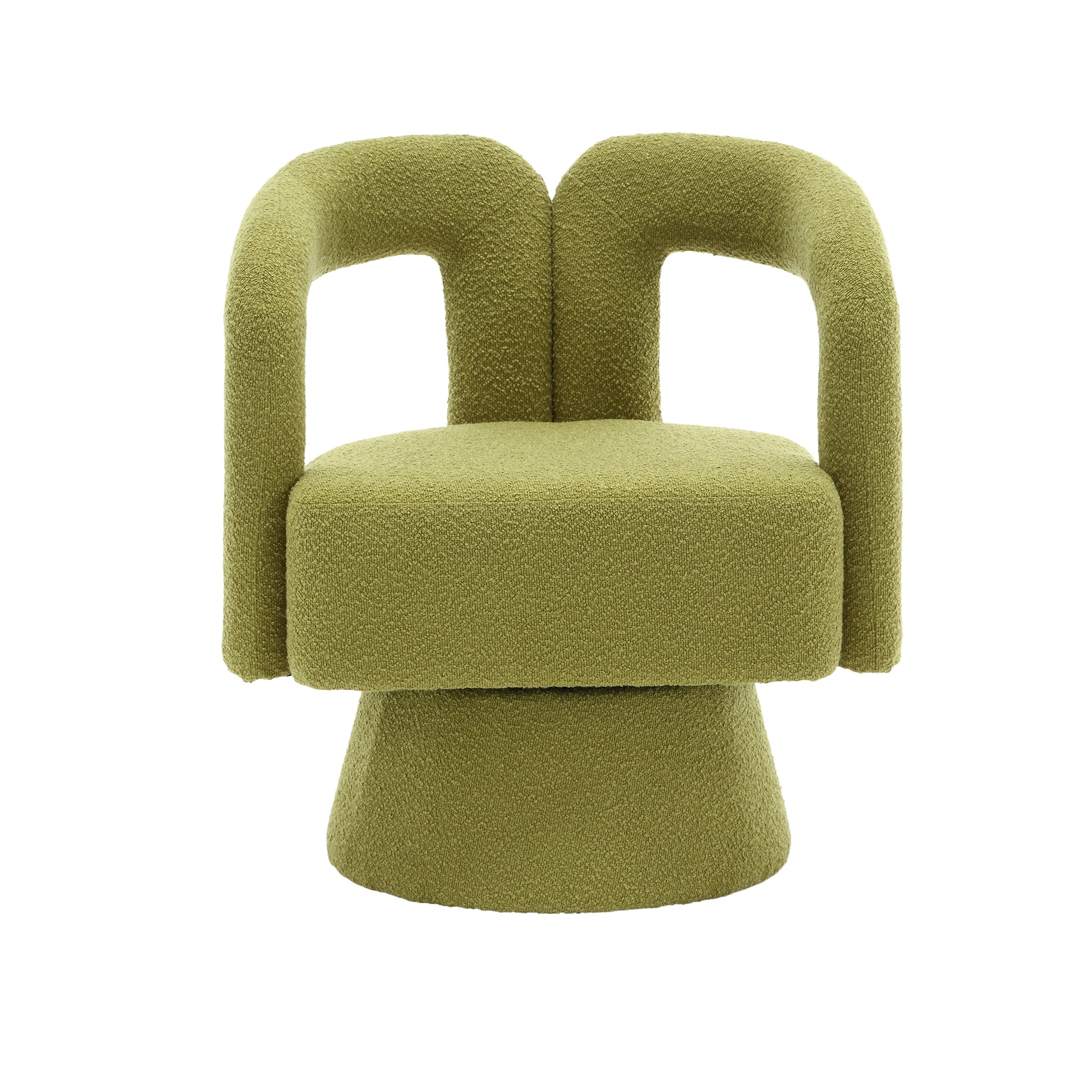 Coolmore 360 Degree Swivel Cuddle Barrel Accent Chairs, Round Armchairs With Wide Upholstered, Fluffy Fabric Chair For Living Room, Bedroom, Office, Waiting Rooms Olive Green Boucle Olive Green Foam Boucle