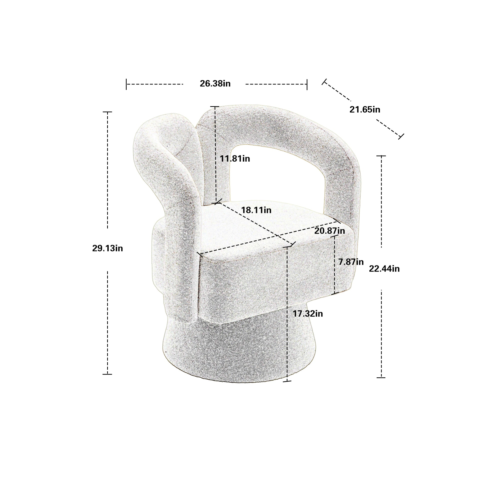 Coolmore 360 Degree Swivel Cuddle Barrel Accent Chairs, Round Armchairs With Wide Upholstered, Fluffy Fabric Chair For Living Room, Bedroom, Office, Waiting Rooms Olive Green Boucle Olive Green Foam Boucle