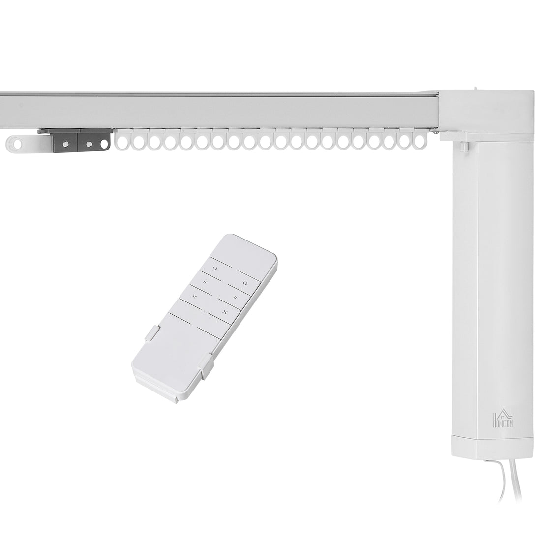 Smart Curtains System, Automatic Curtain Opener With Adjustable Tracks Rod Up To 180 In , Compatible With Alexa, Google Home Voice, Wifi App, Remote Control, White White Aluminium