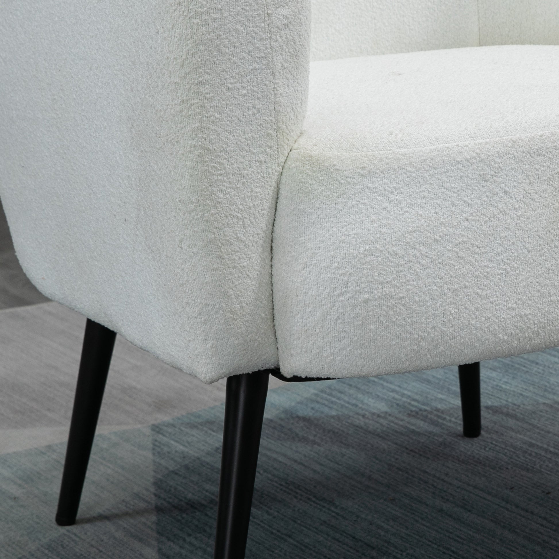 Teddy Fleece Fabric Accent Chair, Mid Century Modern Barrel Armchair With Metal Legs And Soft Padding, Upholstered Single Sofa Side Chair For Living Room, Cream Cream White Foam