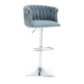 Coolmore Vintage Bar Stools With Back And Footrest Counter Height Dining Chairs 2Pc Set Light Blue Boucle