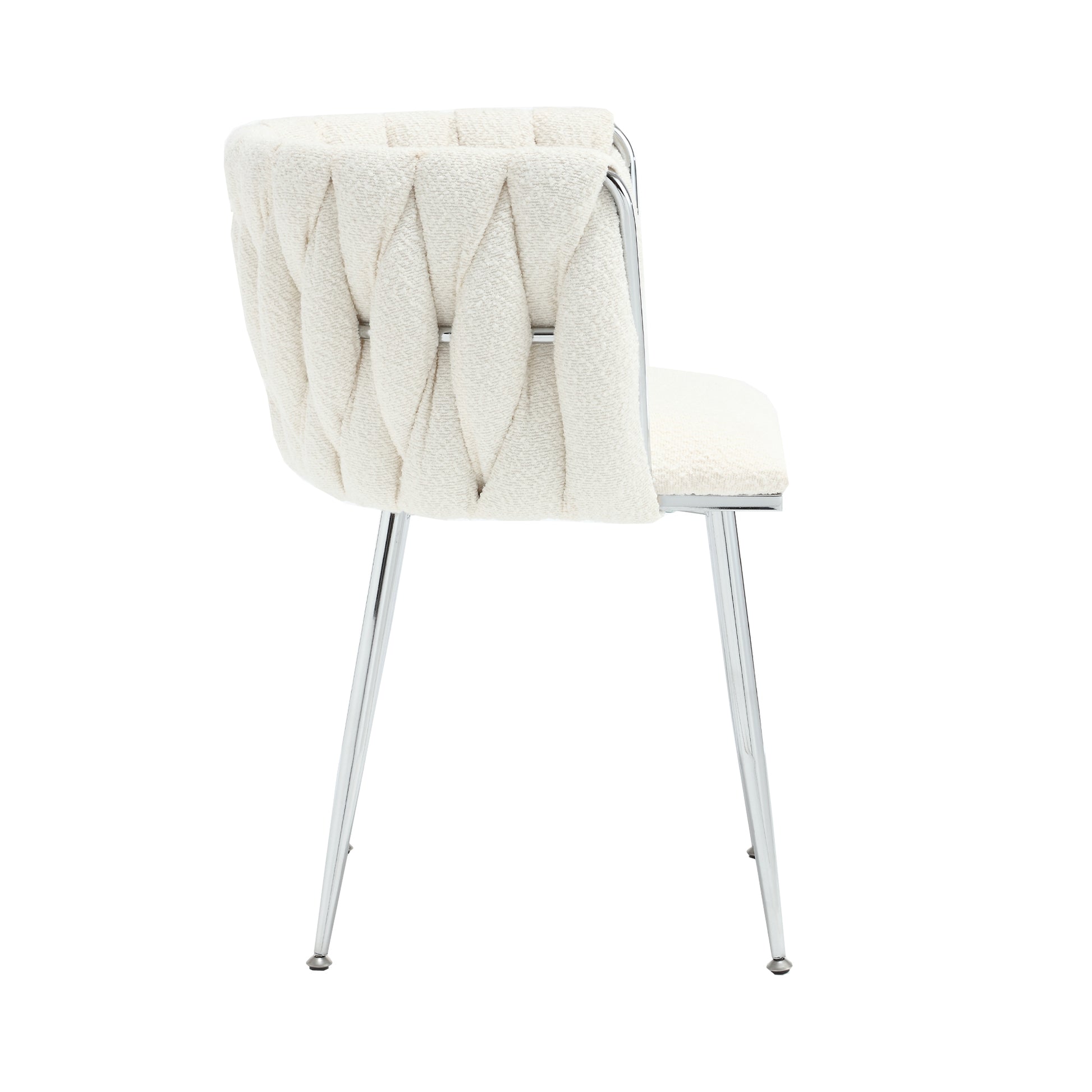 Coolmore Leisure Dining Chairs Accent Chair Velvet Accent Lounge Chair With Metal Feet 2Pc Set Ivory Boucle