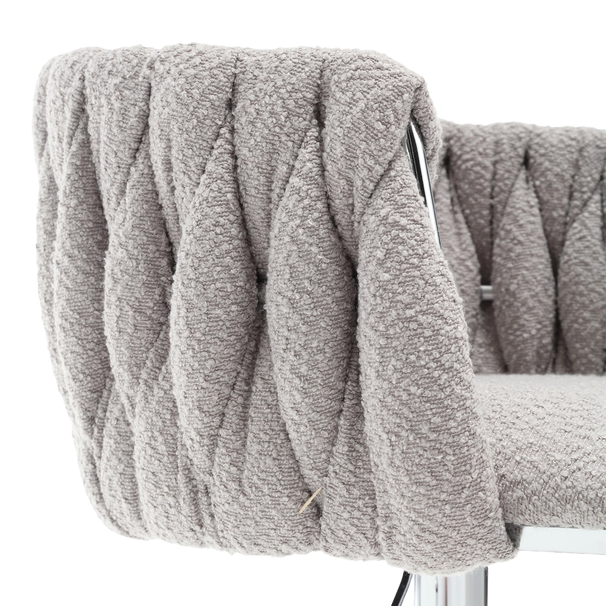 Coolmore Vintage Bar Stools With Back And Footrest Counter Height Dining Chairs 2Pc Set Gray Boucle