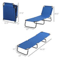 Folding Chaise Lounge Pool Chair, Patio Sun Tanning Chair, Outdoor Lounge Chair With 5 Positions Reclining Back, Oxford Fabric Seat For Beach, Yard, Patio, Blue Blue Steel