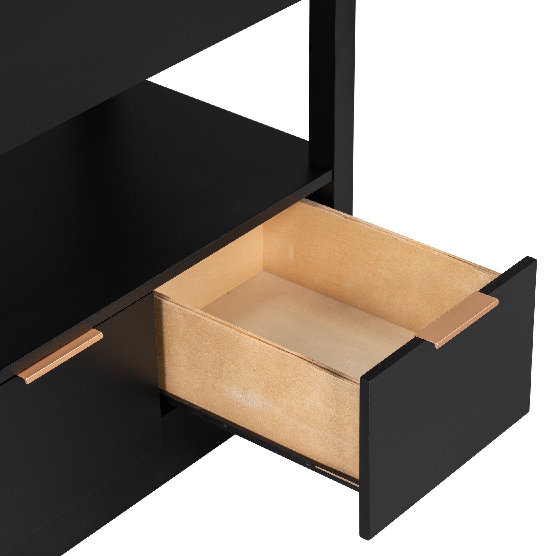 30" Bathroom Vanity With Sink Top, Bathroom Cabinet With Open Storage Shelf And Two Drawers, One Package, Black Old Sku:Wf311619Aap Black Solid Wood Mdf