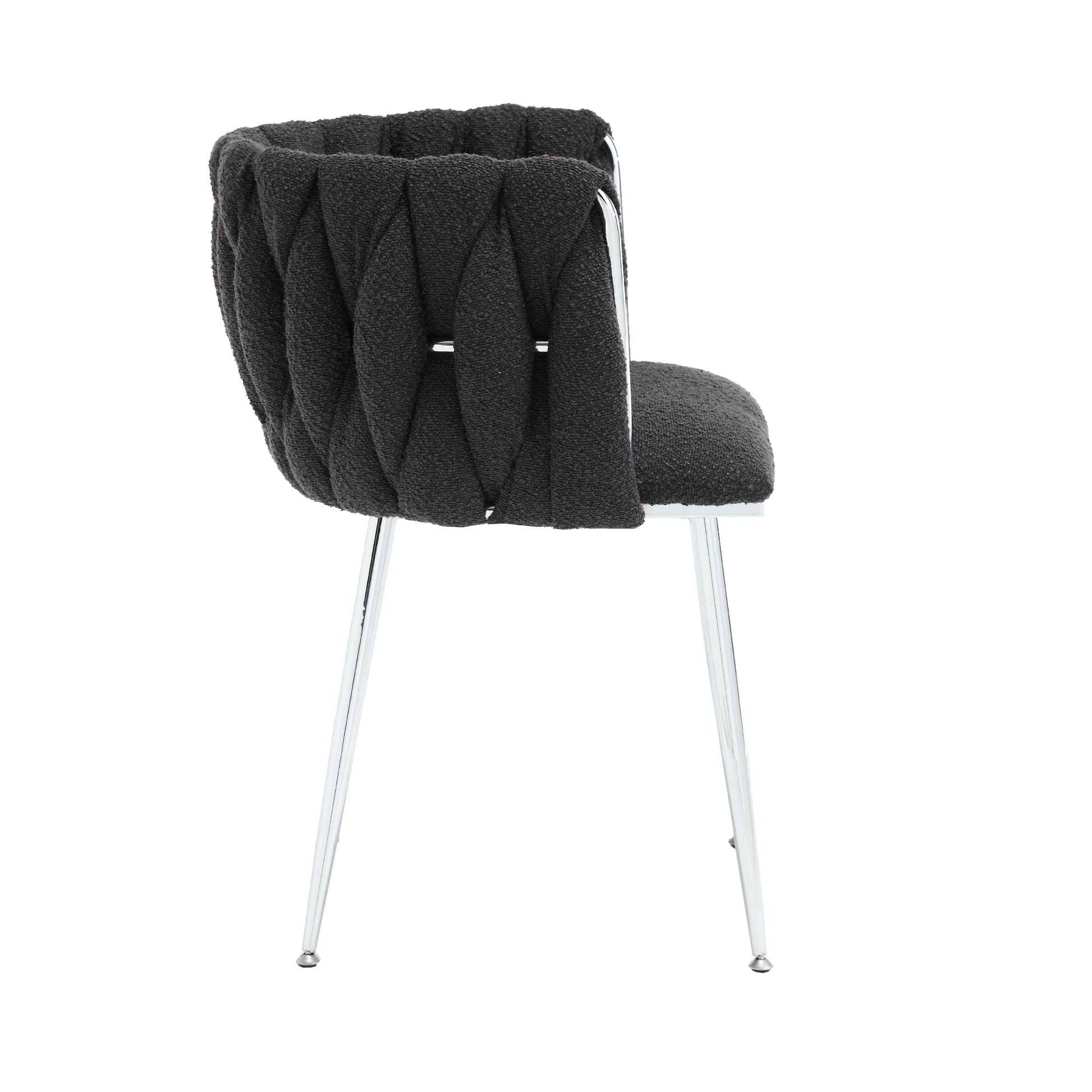 Coolmore Leisure Dining Chairs Accent Chair Velvet Accent Lounge Chair With Metal Feet 2Pc Set Black Boucle