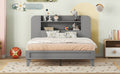 Full Size Platform Bed With Storage Headboard,Multiple Storage Shelves On Both Sides,Grey Grey Wood